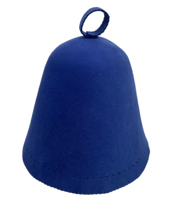 Merino wool sauna hat in royal blue